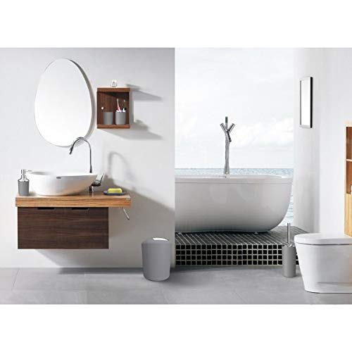 TEKITSFUN Grey Bathroom Accessories Set, 6 Pieces Plastic Gift Bath Accessory Sets Luxury Ensemble Includes Toothbrush Holder,Toothbrush Cup,Soap Dispenser,Soap Dish,Toilet Brush Holder,Trash Can