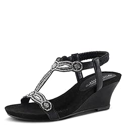 PATRIZIA Women's Shining Ankle Strap Sandal Black