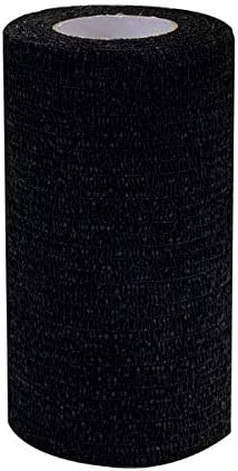 Dexter Cohesive Bandage Tape - 5cm x 4.5m Box of 6 Rolls - Sports Tape, Support Tape, Vet Wrap - Black, 6 Count (Pack of 1)