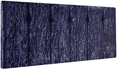 Bed Arena 20" High Luxury Queen Style Crushed Velvet Headboard in Sizes (Black, (4ft6 Double, Matching Button))
