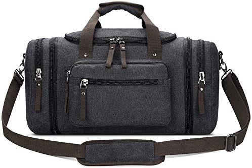 Toupons Travel Duffel Bag for Men Canvas Overnight Weekend Bag (Black ) 1 Toupons Travel Duffel Bag for Men Canvas Overnight Weekend Bag (Black )