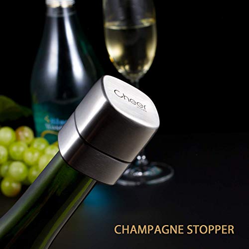 Champagne Stopper, Stainless Steel Wine & Champagne Sealer, Resealable