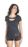 Harley-Davidson Womens California Roll H-D Keyhole Front Charcoal Short Sleeve (X-Large)