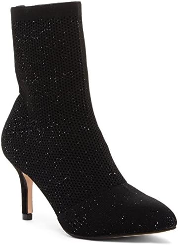 CATHERINE CATHERINE MALANDRINO Tammy Womens Fashion Metallic Perforated Stiletto Booties, Black, Size 8.5, US