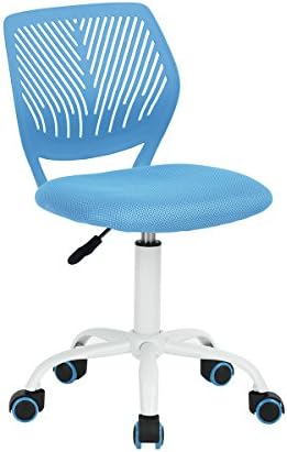 Carnation Office Chair with Fabric Seat Adjustable Fabric Typewriter with Wheels Green - Blue