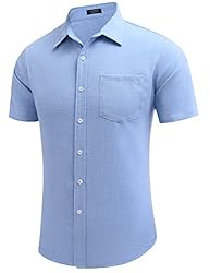COOFANDY Men's Linen Shirt Textured Designer