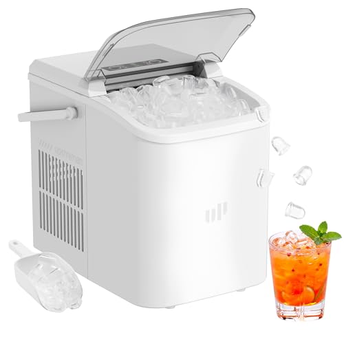 Upstreman Ice Maker, Portable Countertop Ice Making Machine with Self-Cleaning - 9 Bullet Ice in 6 Mins, 12kg/24h, Necessity for Home Kitchen Party & Outdoor, BI12 (White)