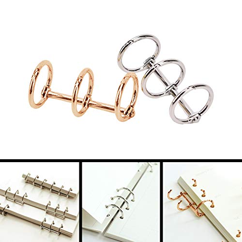 8 PCS Metal 3-Ring Loose Leaf Binders Book Rings 20mm Inner Diameter,Binding Spines Combs,DIY Diary Photo Album Rings Book Calendar Round Circle,Silver and Golden - Thumbnail 5