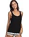 GYS Women's Pajamas Set - Viscose Made from Bamboo, Tank Top and Shorts Set Pjs Summer Sleepwear with Lace Trim, Black, Medium