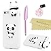 iPhone 7 Case, iPhone 8 Case, Mavis's Diary 3D Cute Painted Panda Pattern Ultra Slim Fit Crystal Silicone TPU Shockproof Anti-Scratch Rubber Skin Cover with Dust Plug & Stylus