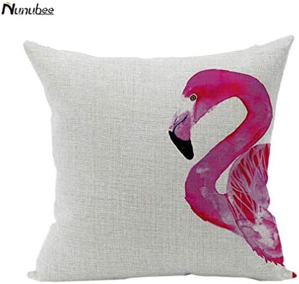 Nunubee Animal Print Sofa Cotton Linen Home Square Pillow Car Decorative Throw Pillow Case Cushion Cover Flamingo