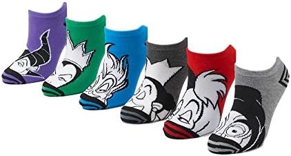 Disney Villans Womens 6-pack No-show socks