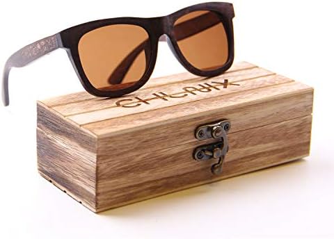 Men’s Wooden Sunglasses Polarized UV400 Retro Sunglasses Vintage Packed with Classic Wooden Box for Outdoor Sports