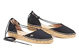 VISCATA Handmade in Spain Fonda Canvas Sandal, Soft Ankle-Tie, Closed Toe, Espadrilles Flats