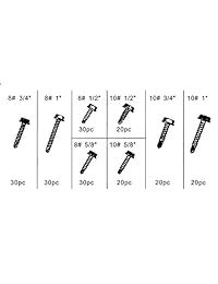 Capri Tools 10024 Set de Tornillos Surtidos, hexagonales, autoperforantes, 200 unidades