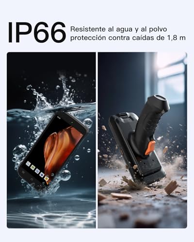 Inateck Android 12 PDA - Escáner de código de barras PDA de 6 pulgadas, pantalla táctil completa, lector 1D/2D con empuñadura de pistola, escáner Bluetooth IP66 6500 mAh, Wi-Fi 6 y 4G, para minoristas