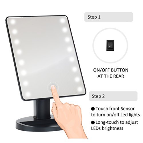 LED Lighted Vanity/makeup Desktop Mirror (Black) Beauty Store