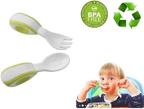 Baby Utensils,Best Baby BPA Free Silicone Toddler Self Feeding Fork and Spoon Set by Ammul
