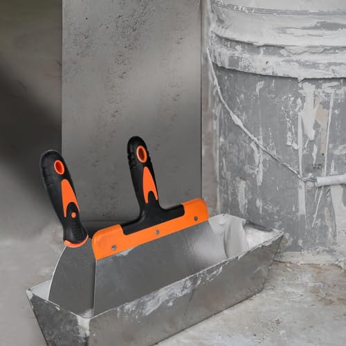 ALKDHDU Juego de espatula resanadora de acero inoxidable de 10 piezas,juego de espatulas pintura que incluye cuchillo para masilla,cuchillo de cinta,raspador de pintor y bandeja de barro，puede pintar