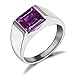 Jewelrypalace Men's Square 3.3ct Created Alexandrite Sapphire Engagement Ring, 14K White Gold Plated 925 Sterling Silver Promise Rings, Fashion Gemstone Jewelry Gift For Men 11