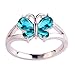 Psiroy 925 Sterling Silver Plated Simulated Green Topaz Butterfly Ring Size 6