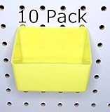 PEG Board Yellow Plastic Part Bins 10 Pack Hooks to Peg Tool Board - Craft Room Workbench