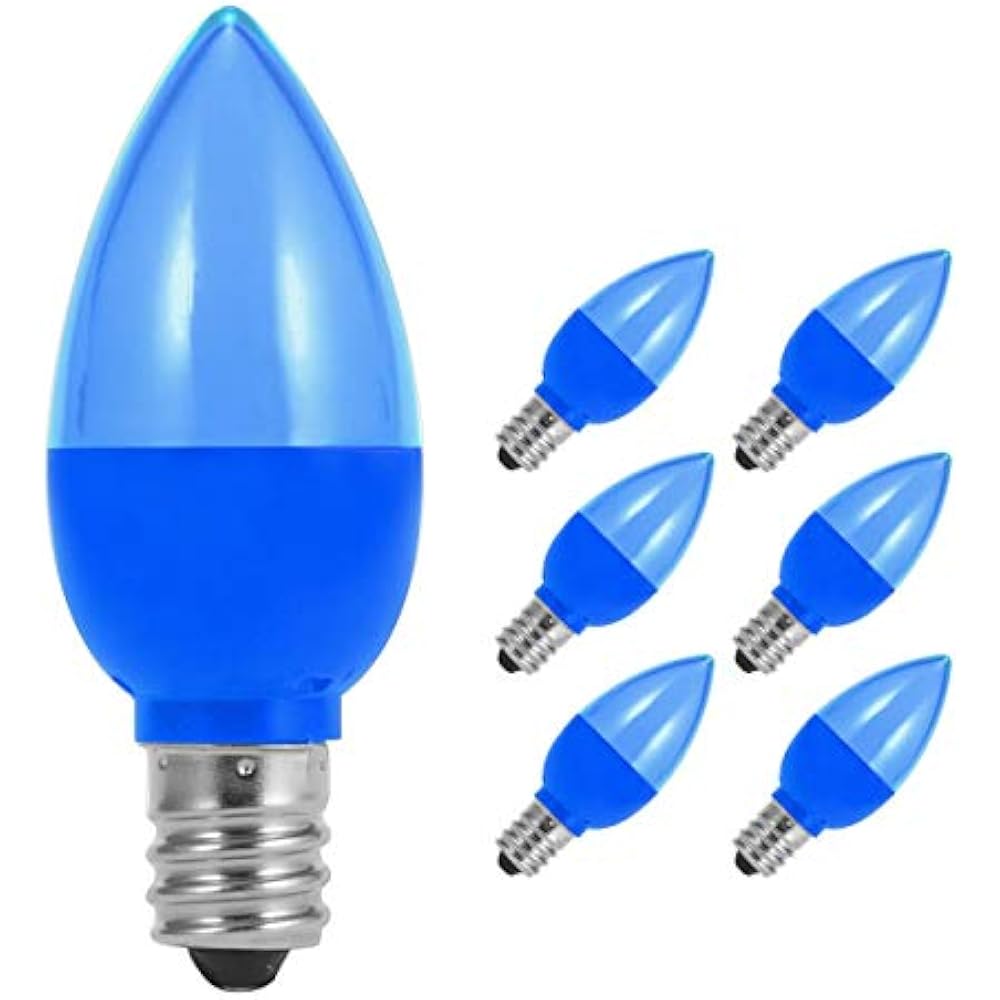 LOHAS Night Light Bulbs, 1W LED Bulb, C7 Candelabra E12 Base Blue Color