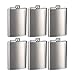 Hip Flask Holding 8 oz for Groomsman - Metallic Grey Finish, Stainless Steel, Screw-On Cap, Expertly Welded, Leakproof, Rustproof - Engravable for Personalized Gift - Set of 6 - Gift Box Included