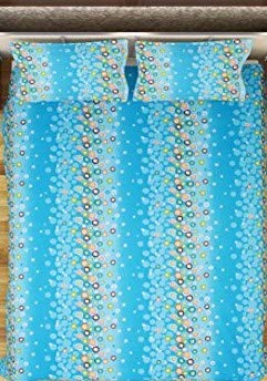 MAFATLAL Premium Cotton Double Bedsheet with 2 Pillow Covers - Double, Blue