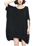 ELLAZHU Women Mid-Long Personality Hem Solid Oversize T-Shirt GA200