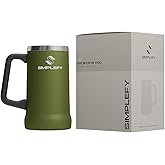 SIMPLEFY Adventure Beer Stein Mug with Big Grip Handle 24oz Insulated Stainless Steel Tumbler with Large Grip Handle, Keeps Beer Cold for Hours, BPA-Free, Holds 2 Cans, Durable Party Drink Cup