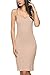 Bluetime Women's Sexy V Neck Slim Fit Spaghetti Strap Straight Dress Sleepwear (L, Nude)