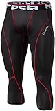 TM-P15-BKRZ_Medium Tesla Men's Compression Capri Shorts Baselayer Cool Dry Sports Tights P15