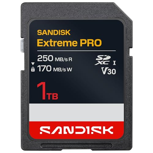 SANDISK 1TB Extreme PRO SD UHS-I Card - Up to 250MB/s Read Speed and 170MB/s Write Speed, 4K UHD, Full HD, U3, and V30 - SDSDXXJ-1T00-GSCIN Image