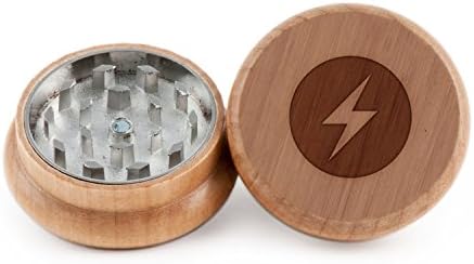 GRINDCANDY Spice And Herb Grinder - Laser Etched Lightning Bolt Design - Manual Oak Pepper Grinder