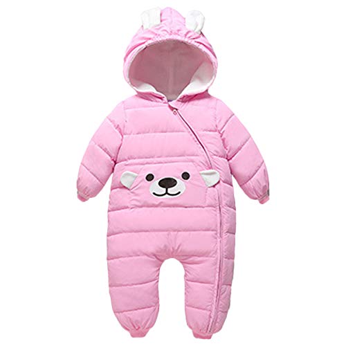 famuka Baby Boys and Girls Snowsuit Toddler Bear One-Piece Outerwear Coat (Pink, 18-24 Months)