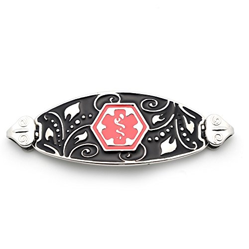Stainless Filigree Oval Medical ID Tag for Bracelet - DIABETES TYPE 2