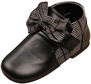 Zerototens Girls Boots, Fashion Baby Autumn Winter Bowknot Pu Leather Shoes Waterproof Martin Boots Anti-Slip Ankle Boots Outdoor Princess Walking Shoes Rainshoes 1-6 Years Old