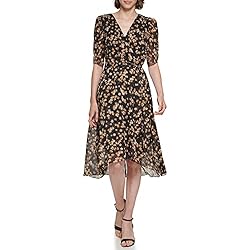 TOMMY HILFIGER Womens Dress fit & Flare,Sand Multi,4