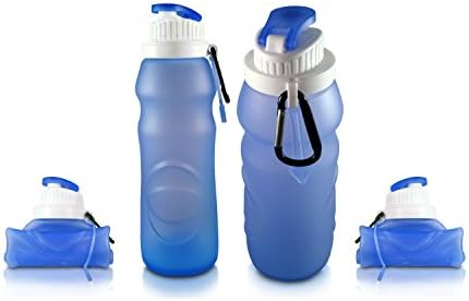 Collapsible Travel Water Bottle (2 PACK) - Foldable Silicone Design for Compact Outdoor/Indoor Use