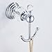 AUSWIND Antique Chrome Coat Hook Clear Crystal Bath Towel Hooks 2 Hangers Wall Mounted Zinc Material WT