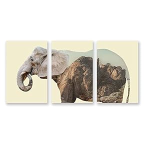 3 Panel Canvas Wall Art Animal with Mountain Pictures Home Wall Decorations for Bedroom Living Room Paintings Canvas Prints Framed - 16"x24" x 3 Panels