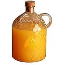 Circleware Honey Bee 2 Liter Clear Glass Drinking Jug Bottle with Handle, Beehive Honeycomb Garden Gate Design