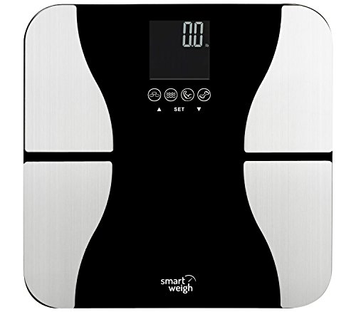 Smart Weigh Digital Bathroom BMI Body Fat Weight Scale, Tempered Glass, 440 pounds, Black