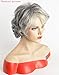 SEVENCOLORS Short Grey Wigs for White Women Layered Mixed Silver Curly Wigs with White Bangs Grandma Synthetic Hair Gray Wigs for Older Women