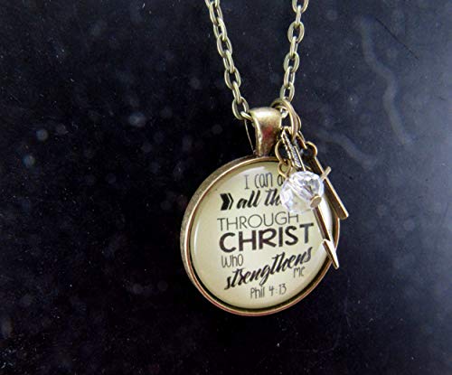 24" I Can Do All Things Faith Inspired Necklace Brave Life Phil 4 13 Quote Mantra Pendant For Women Cross Charm