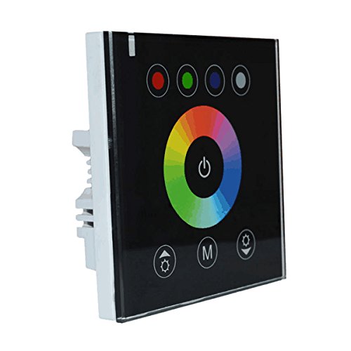 RGBZONE DC12V-24V Wall-mounted Touch Panel Switch Full Color RGB RGBW Controller For LED Light Strip, Black