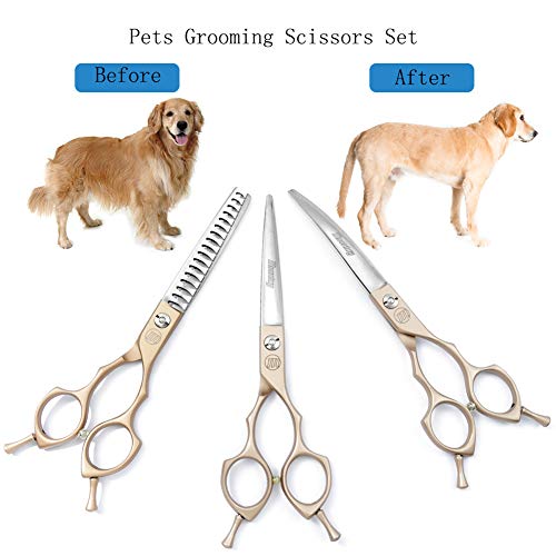 Moontay 6.5" Professional Pet Grooming Scissors Set, 3pieces Dog Cat