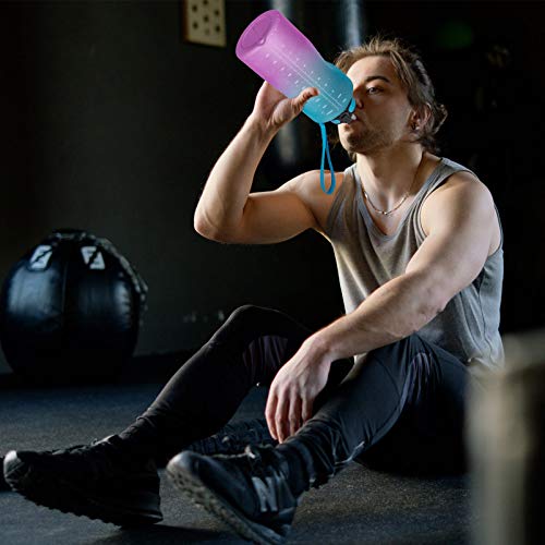 1byone Half Gallon Water Bottle 73oz Large Motivational Water Bottles with Straw Time Marker & Paracord Handle, Big Water Jug for Sports - BPA Free, Leak Proof, Easy Carry, Anti-slip( 2 Straws Included)