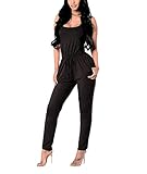 Ageena Womens Sleeveless Drawstring Cross Back Long Pants Jumpsuit Romper